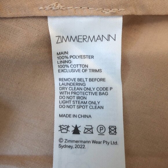 Zimmerman Burnout Strapless Pleated Midi Dress Gold Twill Size 2 - Picture 7 of 7